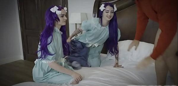  Lucky guys fucked hard by these two horny ghost twins